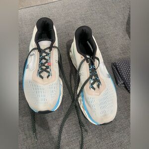 On Running Women's cloud monster Running Shoes in Light Gray with Blue Accents